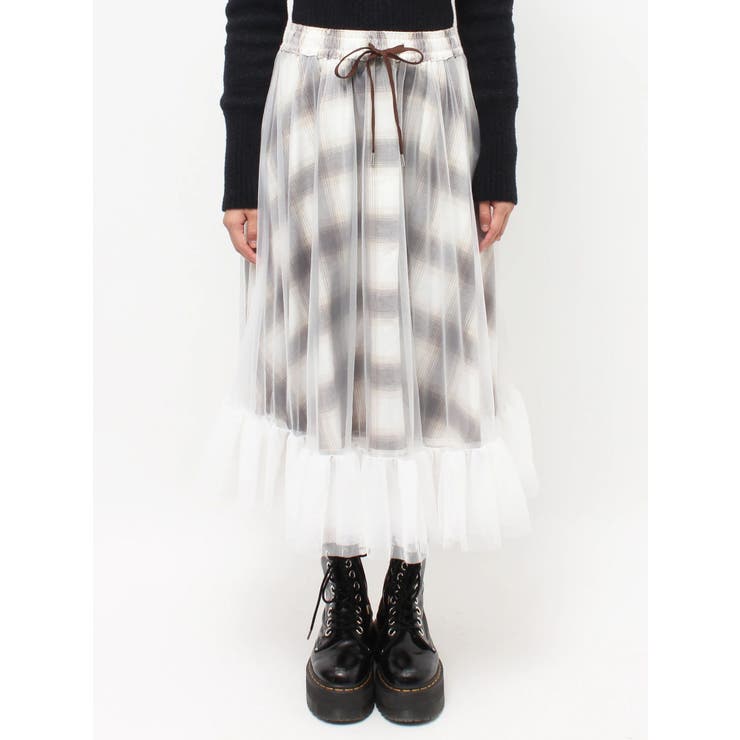 チュールリバーシブルチェックフレアスカート | jouetie | 詳細画像15 