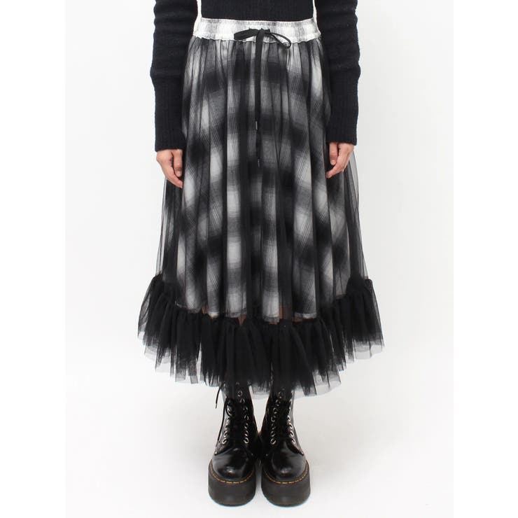 チュールリバーシブルチェックフレアスカート | jouetie | 詳細画像16 