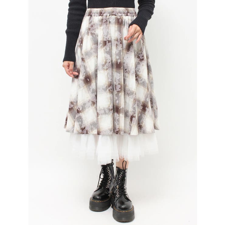 チュールリバーシブルチェックフレアスカート | jouetie | 詳細画像20 