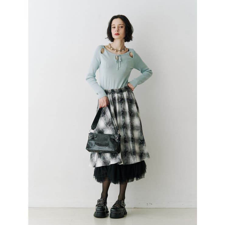 チュールリバーシブルチェックフレアスカート | jouetie | 詳細画像5 