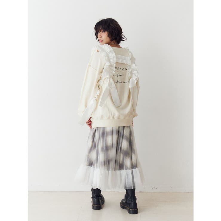 チュールリバーシブルチェックフレアスカート | jouetie | 詳細画像8 