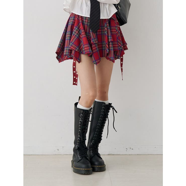 レッド | アシメヘムベルテッドミニスカート | jouetie