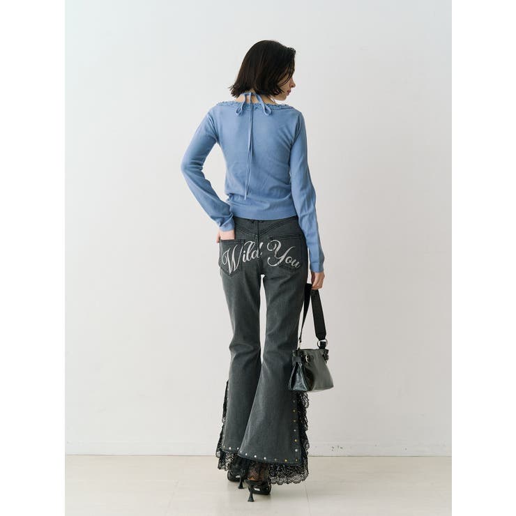 レースドッキングスタッズフレアデニム | jouetie | 詳細画像13 