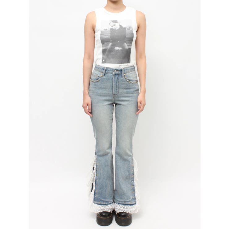 レースドッキングスタッズフレアデニム | jouetie | 詳細画像22 