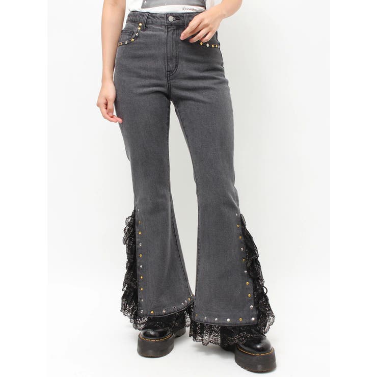 レースドッキングスタッズフレアデニム | jouetie | 詳細画像25 