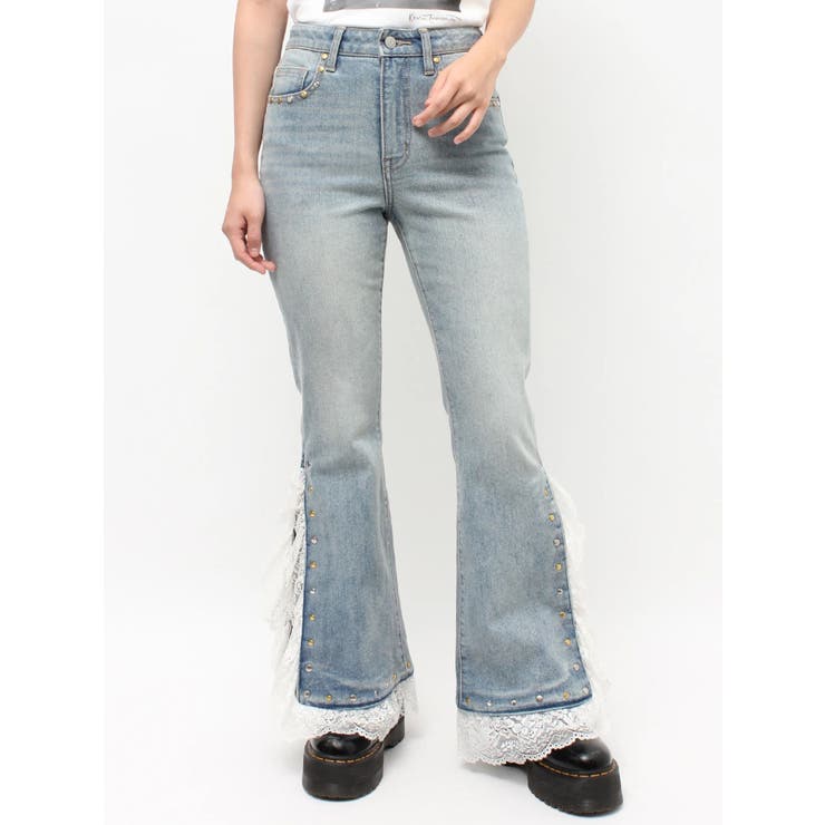 レースドッキングスタッズフレアデニム | jouetie | 詳細画像26 