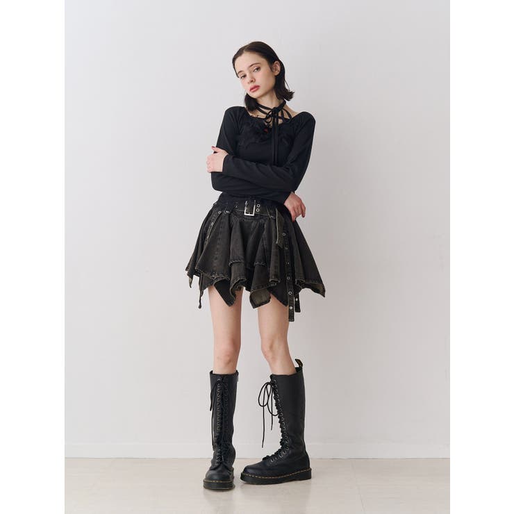 アシメヘムデニムミニスカート | jouetie | 詳細画像13 