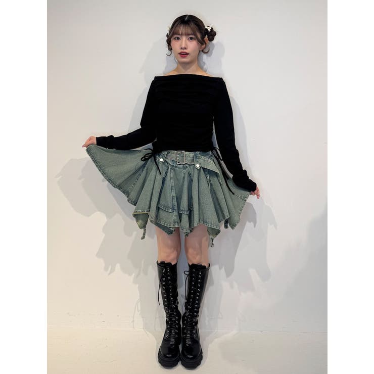 アシメヘムデニムミニスカート | jouetie | 詳細画像15 