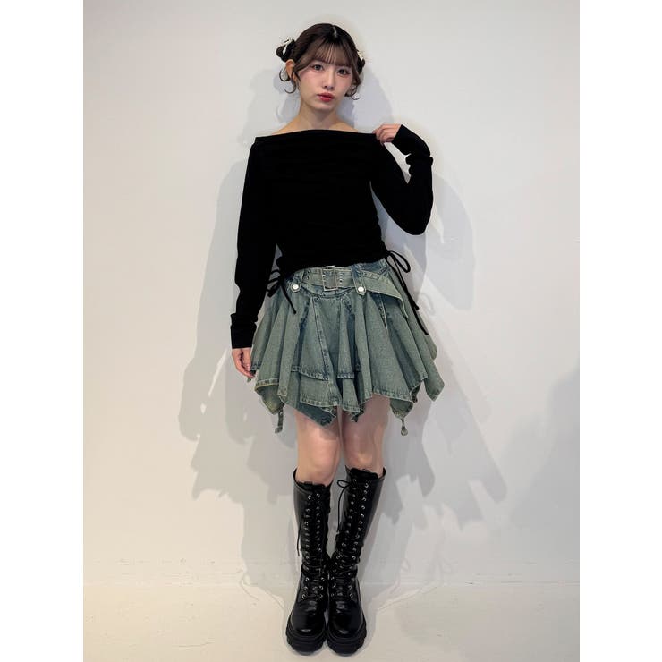 アシメヘムデニムミニスカート | jouetie | 詳細画像16 