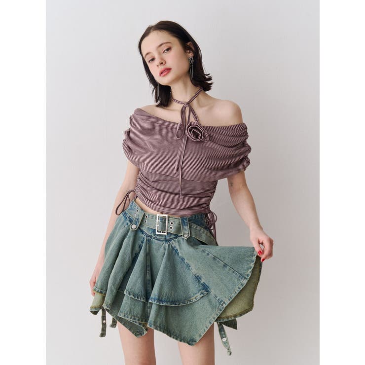 アシメヘムデニムミニスカート | jouetie | 詳細画像3 