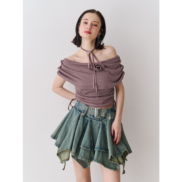 アシメヘムデニムミニスカート | jouetie | 詳細画像4 