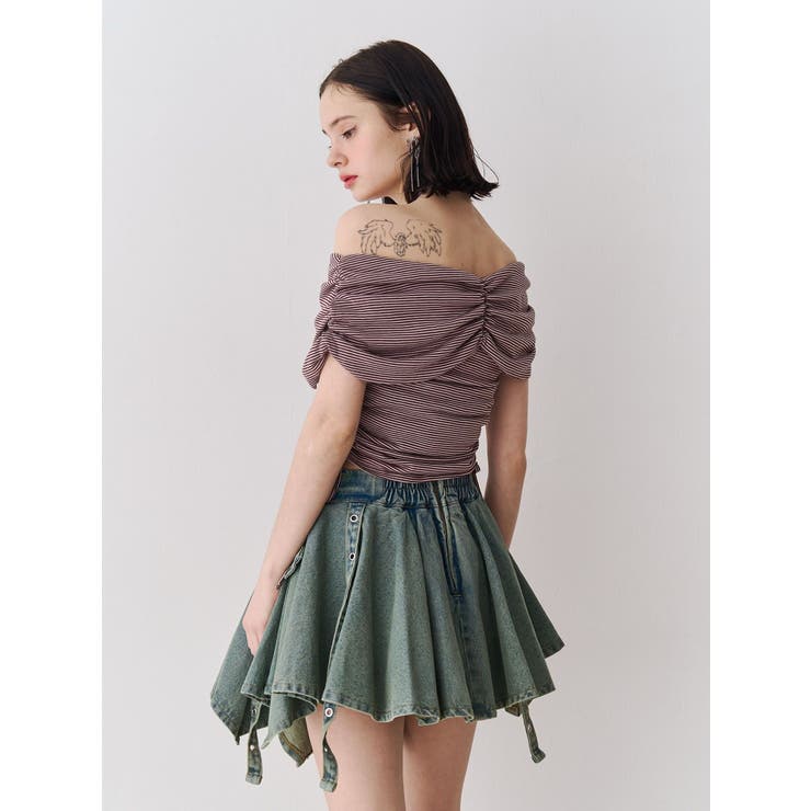 アシメヘムデニムミニスカート | jouetie | 詳細画像5 