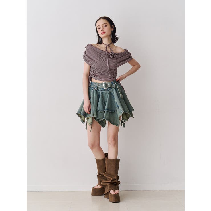 アシメヘムデニムミニスカート | jouetie | 詳細画像7 