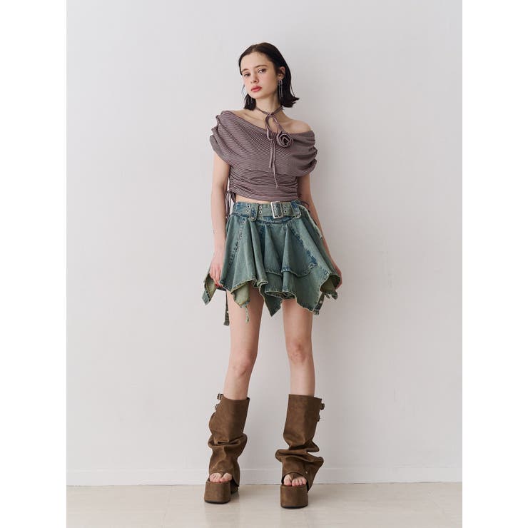 アシメヘムデニムミニスカート | jouetie | 詳細画像8 