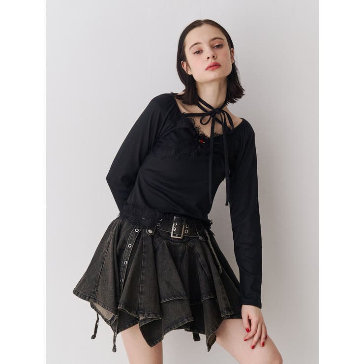 アシメヘムデニムミニスカート | jouetie | 詳細画像9 