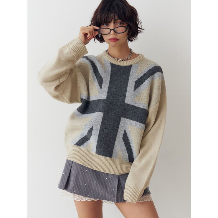 UnionJackジャガードルーズニット | jouetie | 詳細画像12 