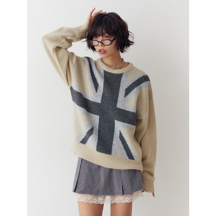 UnionJackジャガードルーズニット | jouetie | 詳細画像13 