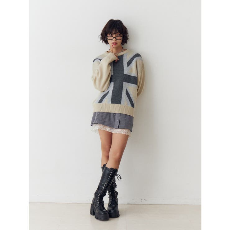 UnionJackジャガードルーズニット | jouetie | 詳細画像16 