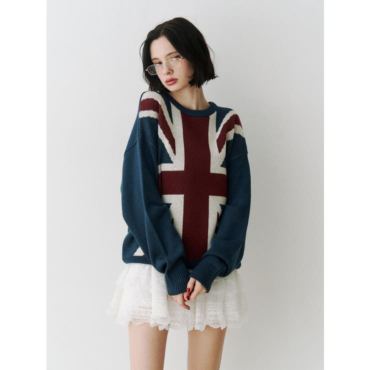 UnionJackジャガードルーズニット | jouetie | 詳細画像3 