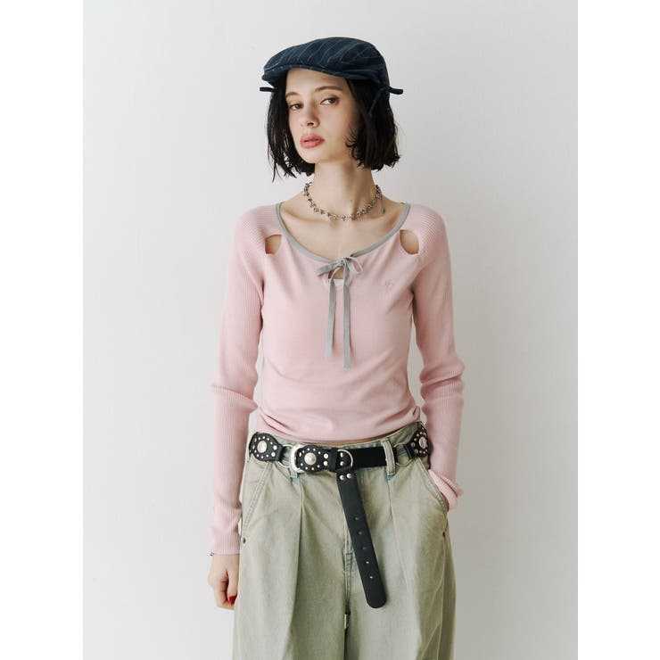 オープンショルダーレイヤードニット | jouetie | 詳細画像10 