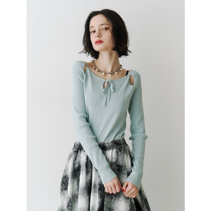 オープンショルダーレイヤードニット | jouetie | 詳細画像16 