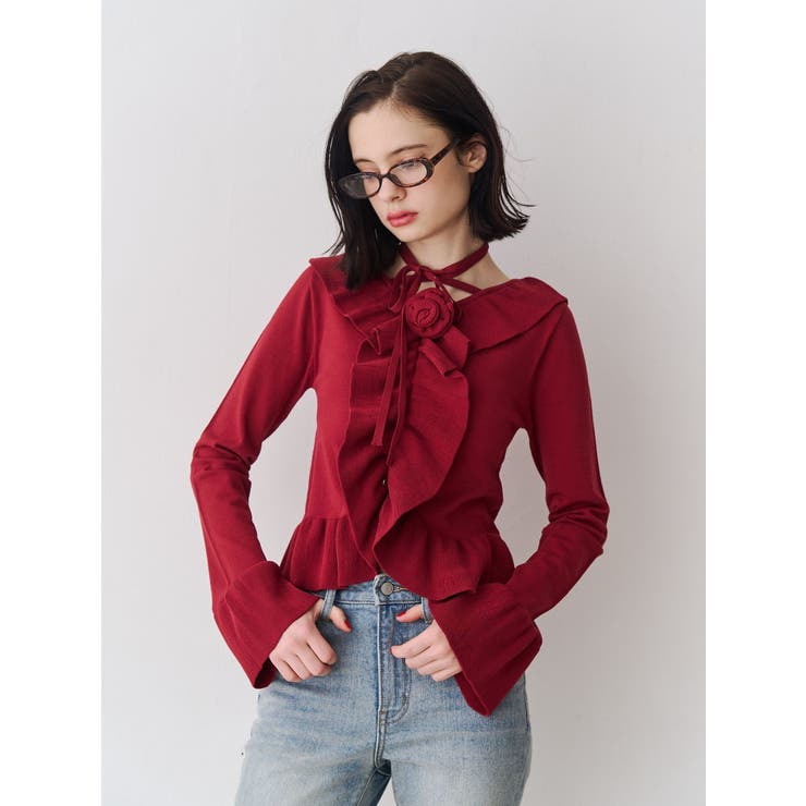 ラッフルフリルコサージュニット | jouetie | 詳細画像2 