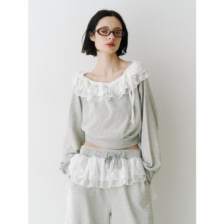 レースドッキングオフショルプルオーバー【セットアップ対応】 | jouetie | 詳細画像10 