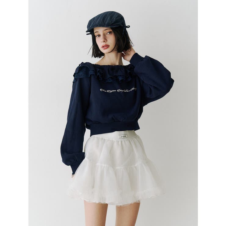 レースドッキングオフショルプルオーバー【セットアップ対応】 | jouetie | 詳細画像14 