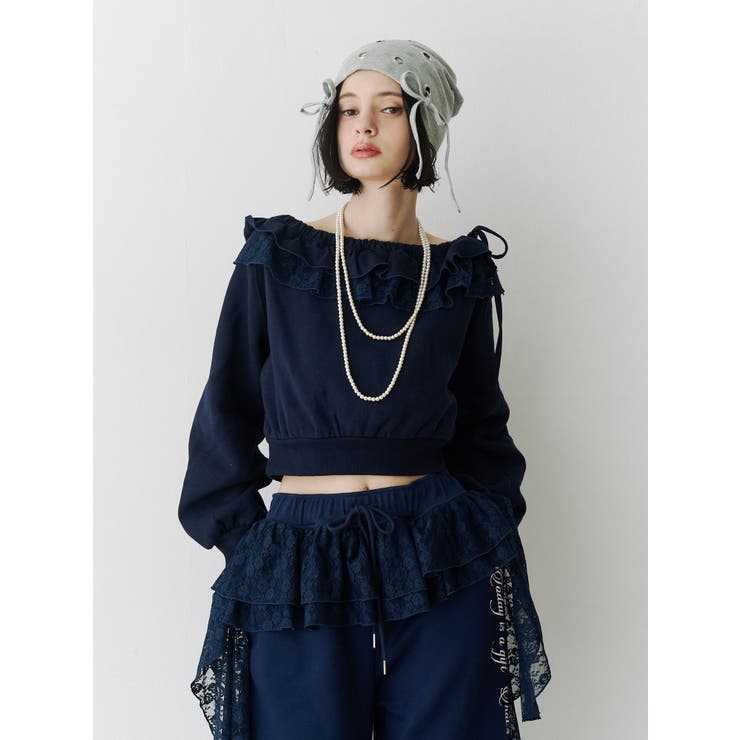 レースドッキングオフショルプルオーバー【セットアップ対応】 | jouetie | 詳細画像19 