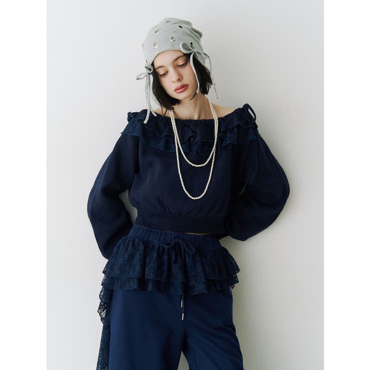 レースドッキングオフショルプルオーバー【セットアップ対応】 | jouetie | 詳細画像20 