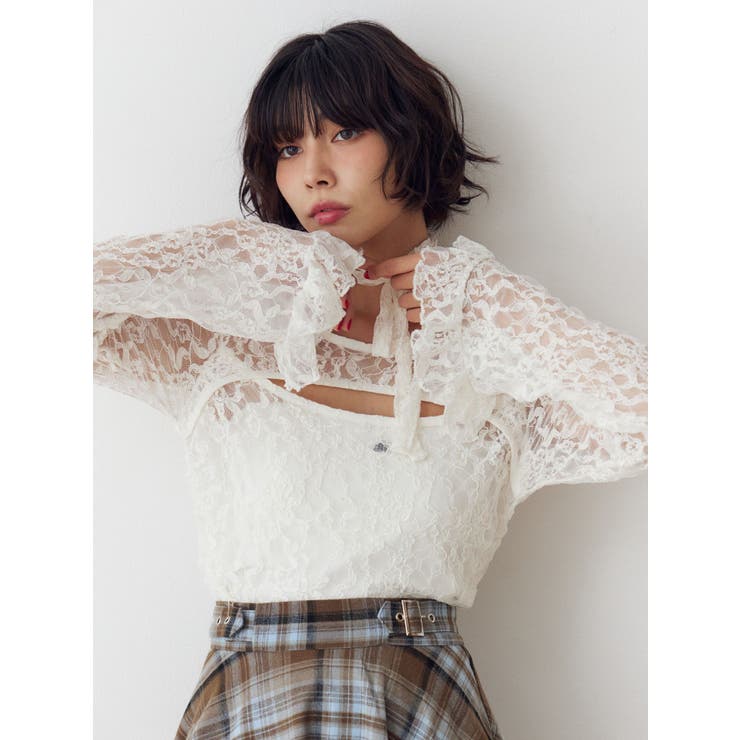 カットアウトレーストップス | jouetie | 詳細画像1 