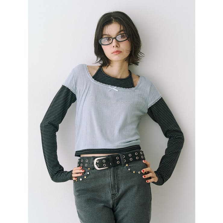 ブルー | レイヤードライクホルターネックトップス | jouetie