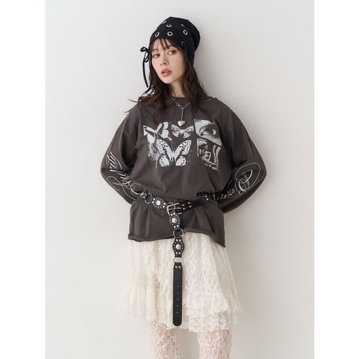 ブラック | ダメージグランジロンT | jouetie