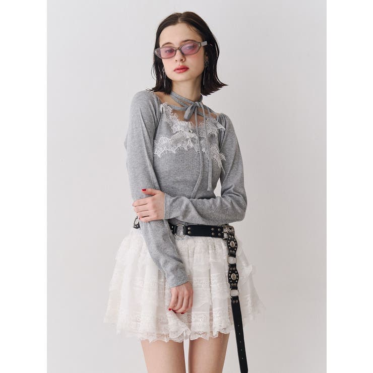 レースドッキングカットトップス | jouetie | 詳細画像4 