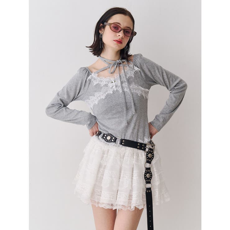 グレー | レースドッキングカットトップス | jouetie