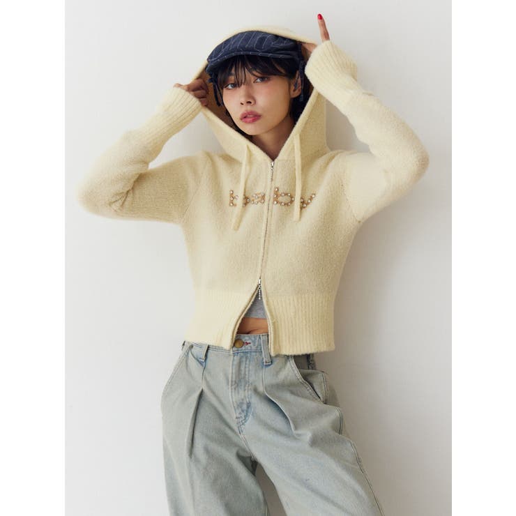 ビジューロゴジップコンパクトフーディ | jouetie | 詳細画像3 