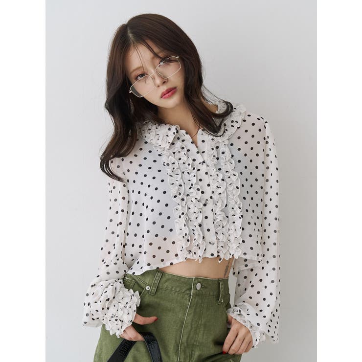 シアーフリルショートブラウス | jouetie | 詳細画像1 