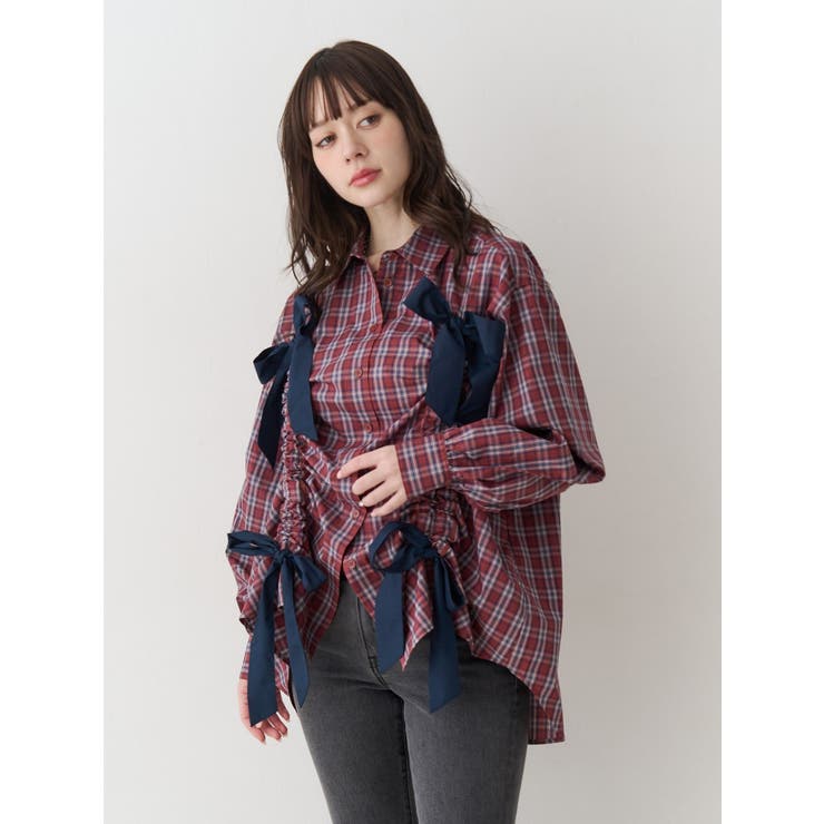 ギャザーリボンルーズシャツ | jouetie | 詳細画像17 