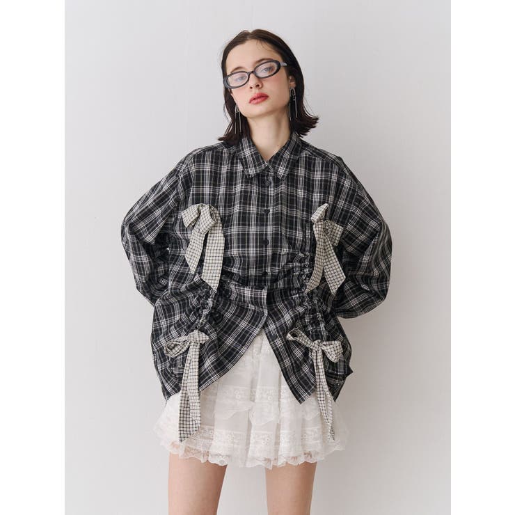 ギャザーリボンルーズシャツ | jouetie | 詳細画像3 