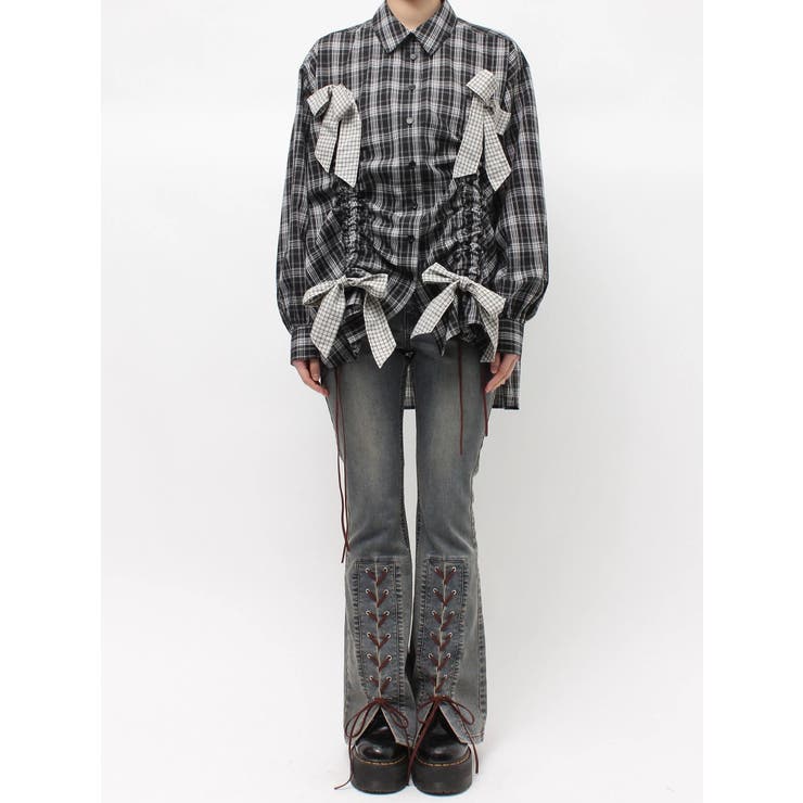 ギャザーリボンルーズシャツ | jouetie | 詳細画像30 