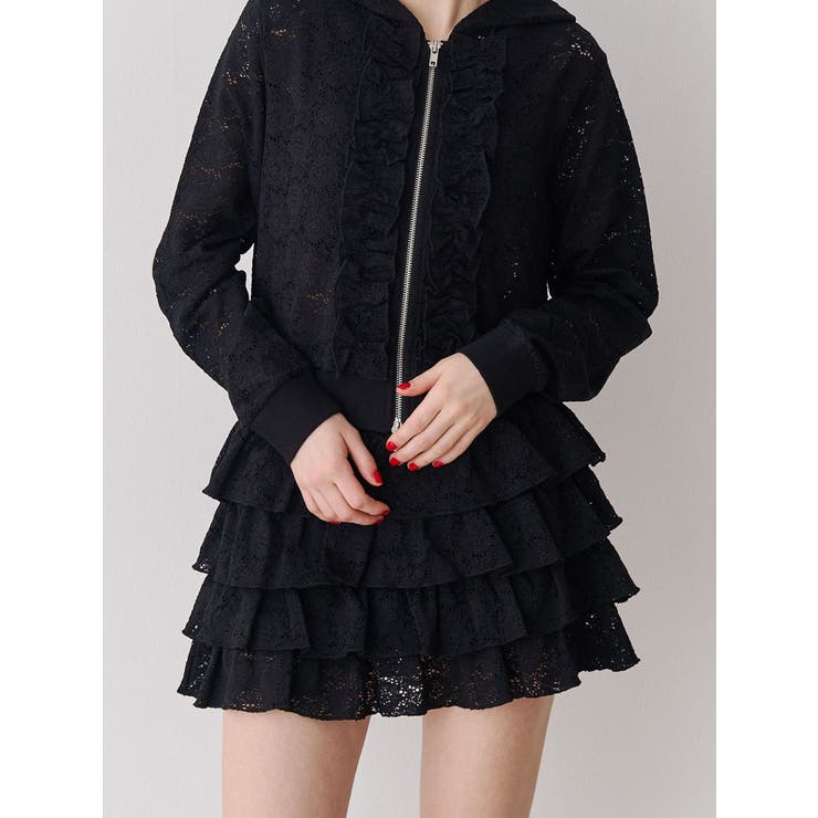 ブラック | レースティアードミニスカート【セットアップ対応】 | jouetie