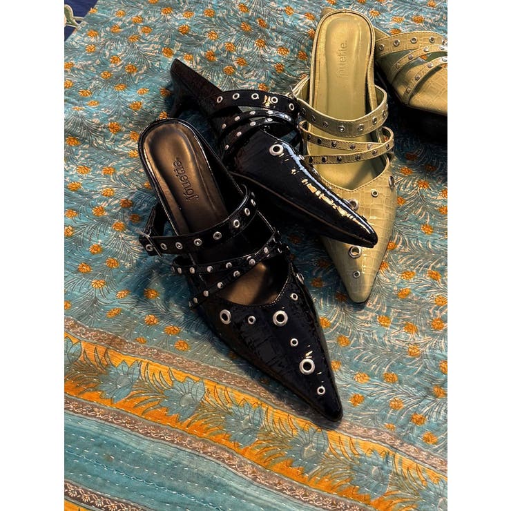 ブラック | ハトメポインテッドパンプス | jouetie