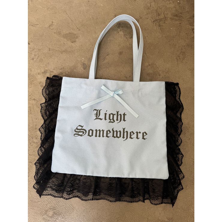 ブルー | ロゴレースフリルトートバッグ | jouetie