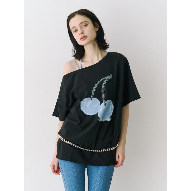 チェリーワンショルルーズTシャツ | jouetie | 詳細画像21 