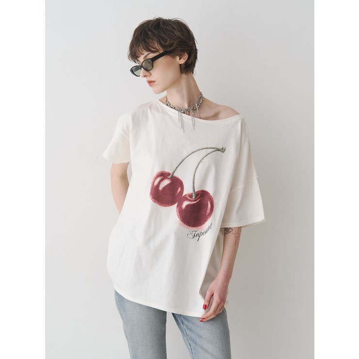 チェリーワンショルルーズTシャツ | jouetie | 詳細画像3 