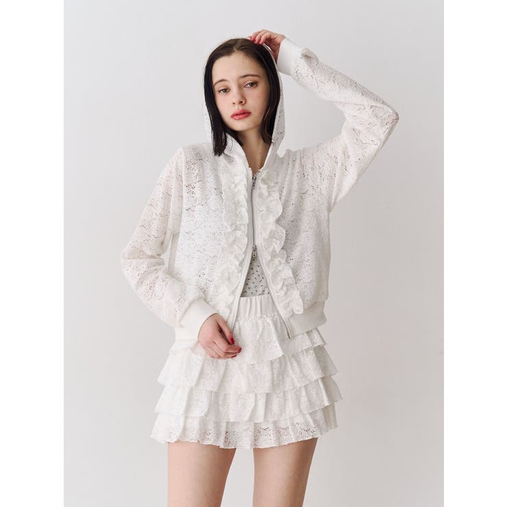 レースクロップドZIPフーディー【セットアップ対応】 | jouetie | 詳細画像5 