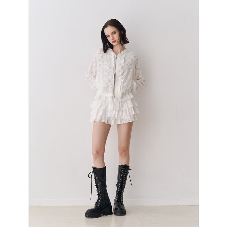 レースクロップドZIPフーディー【セットアップ対応】 | jouetie | 詳細画像6 