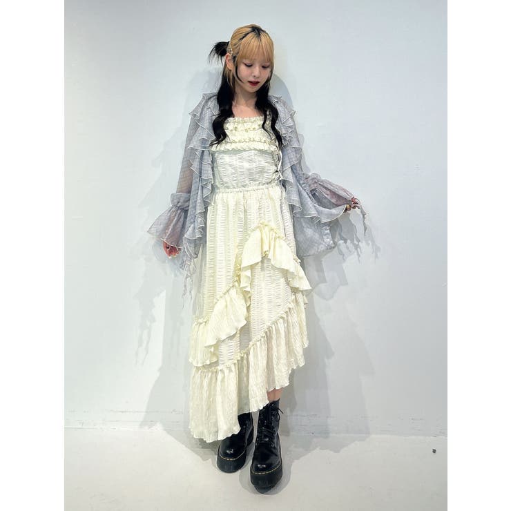 オフホワイト | フリルロングワンピース | jouetie
