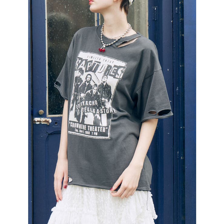 ブラック | グランジダメージTシャツ | jouetie