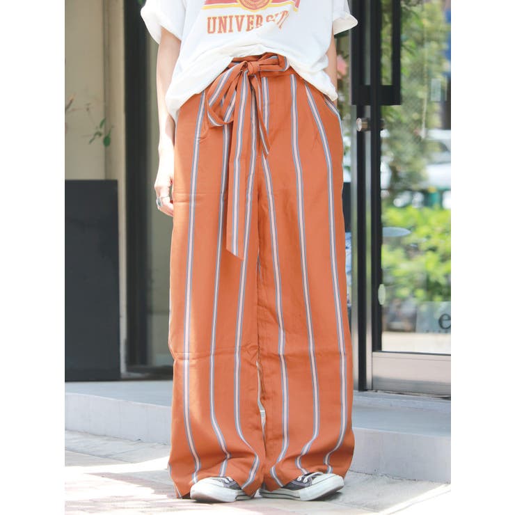 品質は非常に良い ハイウエストストライプパンツ[品番：MKSW0015515]｜Ungrid カジュアルパンツ
